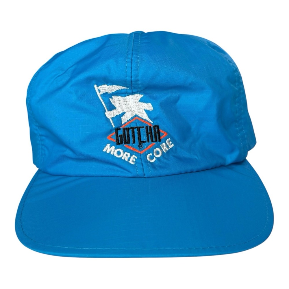 Vintage 90s Gotcha More Core Surf Nylon Snapback Hat Blue Yupoong Korea
